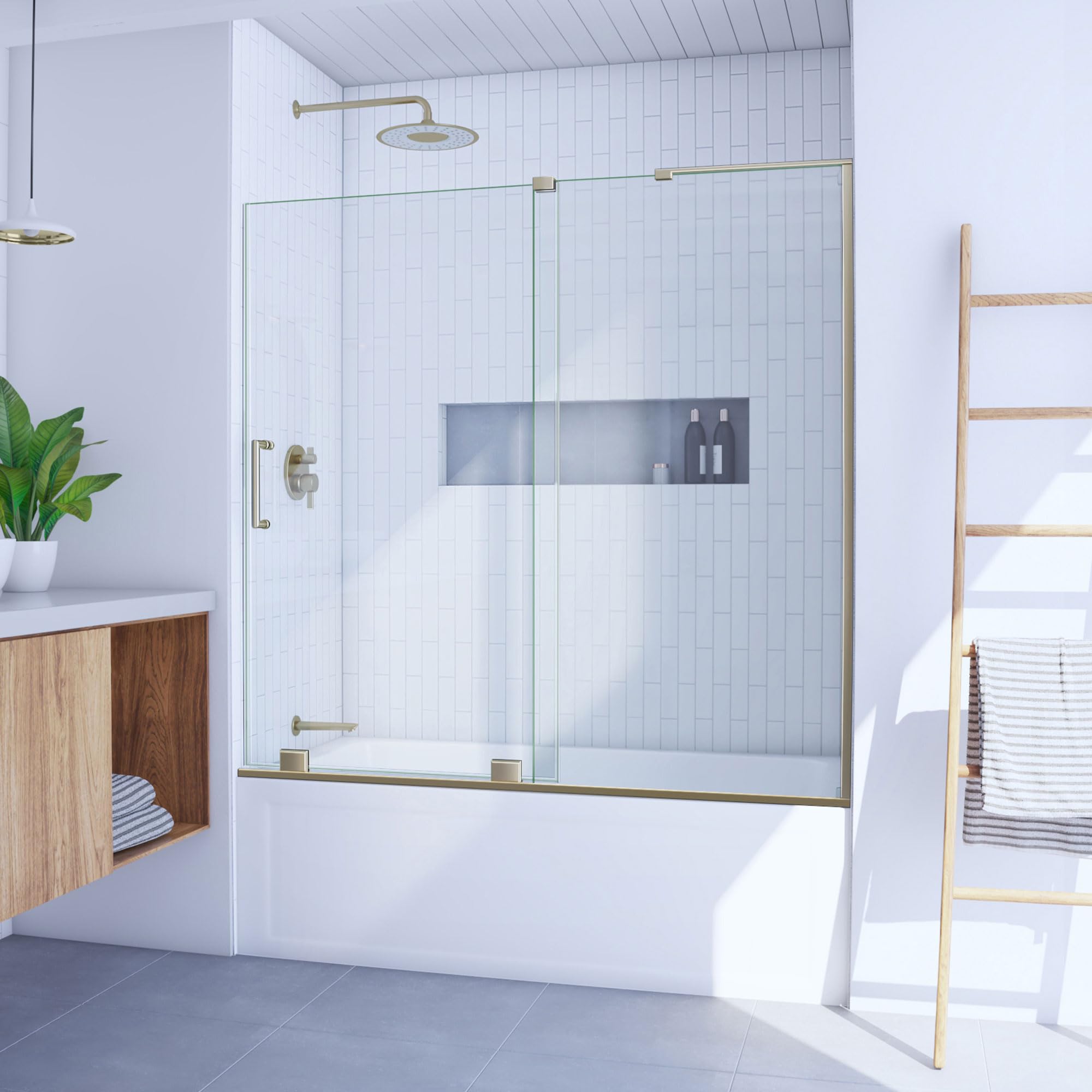 DreamLine Mirage-X 55-59 inch W x 58 inch H Frameless Sliding Tub